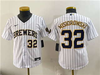 Milwaukee Brewers #32 Jacob Misiorowski Youth White Limited Jersey