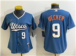 Milwaukee Brewers #9 Bob Uecker Women's Blue 2026 City Connect Jersey