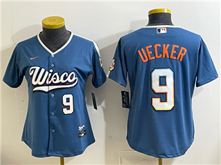 Milwaukee Brewers #9 Bob Uecker Women's Blue 2026 City Connect Jersey