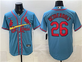 St. Louis Cardinals #26 JJ Wetherholt Light Blue Limited Jersey
