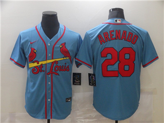 St. Louis Cardinals #28 Nolan Arenado Light Blue 2020 Cool Base Jersey