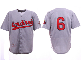 St. Louis Cardinals #6 Stan Musial 1956 Gray Throwback Jersey