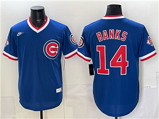 Chicago Cubs #14 Ernie Banks Blue Cooperstown Collection Jersey