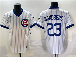 Chicago Cubs #23 Ryne Sandberg White 2020 Cooperstown Collection Cool Base Jersey