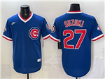 Chicago Cubs #27 Seiya Suzuki Blue Cooperstown Collection Jersey