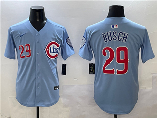 Chicago Cubs #29 Michael Busch 2025 Light Blue City Connect Limited Jersey
