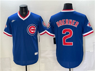 Chicago Cubs #2 Nico Hoerner Blue Cooperstown Collection Jersey