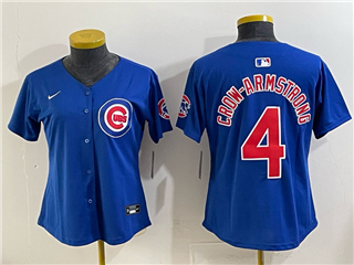 Chicago Cubs #4 Pete Crow-Armstrong Women's Blue Limited Jersey