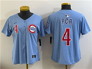 Chicago Cubs #4 PCA Women's 2025 Light Blue City Connect Limited Jersey