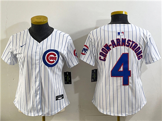 Chicago Cubs #4 Pete Crow-Armstrong Women's White Limited Jersey