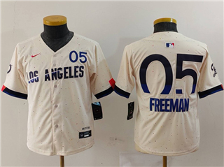 Los Angeles Dodgers #05 Freddie Freeman Youth Cream 2024 City Connect Limited Jersey