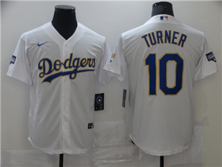 Los Angeles Dodgers #10 Justin Turner White 2021 Gold Program Cool Base Jersey