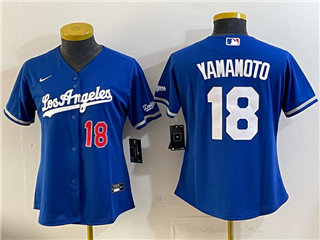 Los Angeles Dodgers #18 Yoshinobu Yamamoto Women's Blue Alternate Limited Jersey