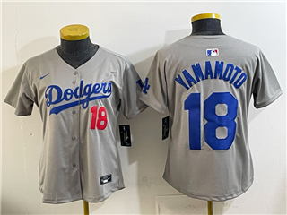 Los Angeles Dodgers #18 Yoshinobu Yamamoto Women's Alternate Gray Limited Jersey