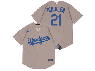 Los Angeles Dodgers #21 Walker Buehler Alternate Gray 2020 Cool Base Jersey