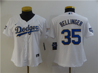 Los Angeles Dodgers #35 Cody Bellinger Women's White 2021 Gold Program Cool Base Jersey