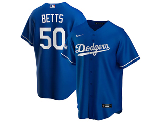 Los Angeles Dodgers #50 Mookie Betts Royal Blue 2020 World Series Champions Cool Base Jersey