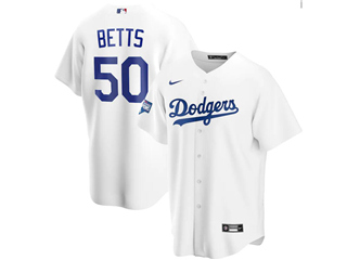 Los Angeles Dodgers #50 Mookie Betts White 2020 World Series Champions Cool Base Jersey
