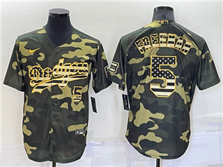 Los Angeles Dodgers #5 Freddie Freeman Camo USA Flag Cool Base Jersey
