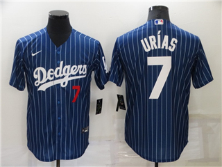 Los Angeles Dodgers #7 Julio Urias Blue Pinstripe Cool Base Jersey