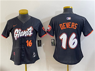 San Francisco Giants #16 Rafael Devers Women's Black 2025 City Connect Limited Jersey