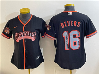 San Francisco Giants #16 Rafael Devers Women's Black Alternate Limited Jersey