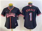 San Francisco Giants #1 Luis Arraez Women's Black Alternate Limited Jersey