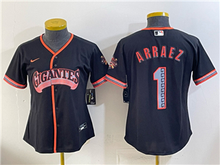San Francisco Giants #1 Luis Arraez Women's Black Alternate Limited Jersey