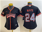 San Francisco Giants #24 Willie Mays Women's Black Alternate Limited Jersey