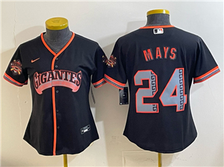 San Francisco Giants #24 Willie Mays Women's Black Alternate Limited Jersey