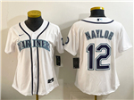 Seattle Mariners #12 Josh Naylor Women's White Limited Jersey