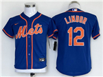 New York Mets #12 Francisco Lindor Youth Royal/Orange Cool Base Jersey