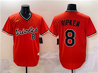 Baltimore Orioles #8 Cal Ripken, Jr Orange Cooperstown Collection Cool Base Jersey