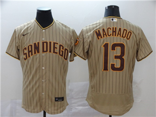 San Diego Padres #13 Manny Machado Gray Pinstripe 2020 Flex Base Jersey