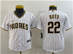 San Diego Padres #22 Juan Soto Youth White Cool Base Jersey