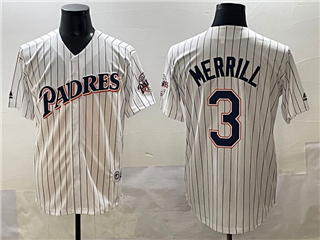 San Diego Padres #3 Jackson Merrill Vintage White Limited Jersey