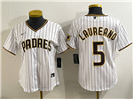 San Diego Padres #5 Ramon Laureano Women's White Pinstripe Limited Jersey