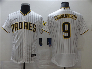 San Diego Padres #9 Jake Cronenworth White Pinstripe Flex Base Jersey
