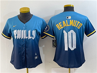 Philadelphia Phillies #10 J.T. Realmuto Women's Blue 2024 City Connect Limited Jersey