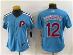 Philadelphia Phillies #12 Kyle Schwarber Women's Light Blue Jersey