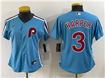 Philadelphia Phillies #23 Bryce Harper Women's Light Blue Jersey