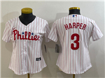 Philadelphia Phillies #3 Bryce Harper Women's White Cool Base Jersey