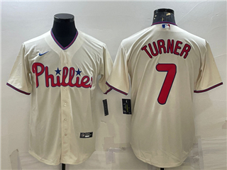 Philadelphia Phillies #7 Trea Turner Cream Cool Base Jersey