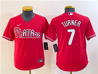 Philadelphia Phillies #7 Trea Turner Youth Red Cool Base Jersey