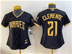 Pittsburgh Pirates #21 Roberto Clemente Women's Black 2026 City Connect Jersey