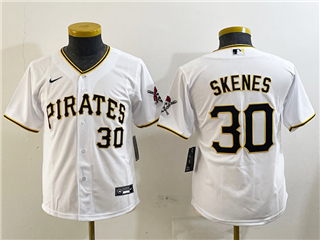 Pittsburgh Pirates #30 Paul Skenes Youth White Limited Jersey