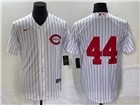 Cincinnati Reds #44 Elly De La Cruz Vintage White Pinstripe Jersey