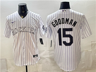 Colorado Rockies #15 Hunter Goodman White Limited Jersey