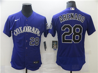 Colorado Rockies #28 Nolan Arenado Purple 2020 Flex Base Jersey