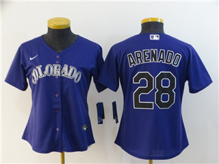 Colorado Rockies #28 Nolan Arenado Women's Purple 2020 Cool Base Jersey